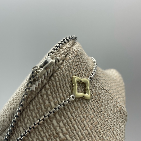 David Yurman Quatrefoil Box Chain Necklace, Silver and 14k Gold - Picture 11 of 16